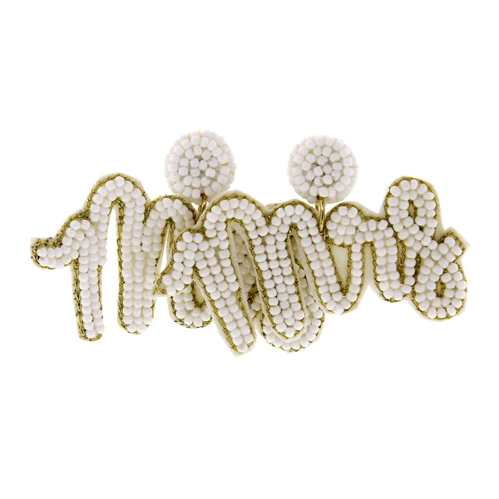 Mrs. White Beaded Earrings